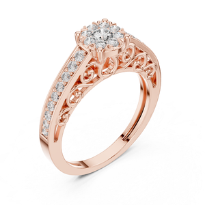 Anillo de Diamantes en Oro Rosa, Hermosa y Elegante Joya Brillante para Mujer, Perfecta para Bodas, Compromisos y Regalos Especiales - Product Image 2