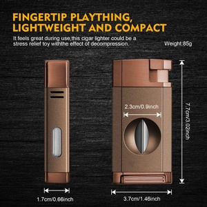 Novo Conjunto de Presente de Isqueiro e Cortador de Charutos de Metal Prateado, com Logotipo Personalizado, Isqueiro de Charutos de Luxo em Liga de Zinco a Butano - Product Image 5