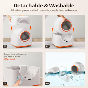 Kotak Pasir Kucing Otomatis Bersihkan Sendiri Kontrol Aplikasi Penghilang Bau Kapasitas 60L Anti-Jepit Aman Bebas Genggam untuk Kucing - Product Image 6