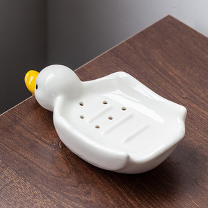 Ceramic Duck <b>Soap</b> <b>Dish</b> With Drainage Home Office Decorative <b>Soap</b> <b>Holder</b> Contemporary Animal Shape Design - Product Image 2