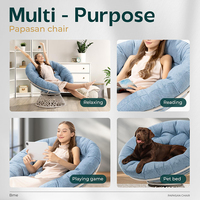 Chaises modernes d'extérieur, chaises pivotantes pour salle de lecture et chambre à coucher, chaise longue ergonomique en osier Papasan avec coussin marron et base marron