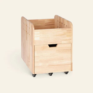 Mobile Kids Storage Cabinet with Anti-Tip Storage Drawer, Rolling Wooden Trolley with Display Rack - Product Image 2