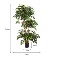 Arbre Banyan Artificiel 150cm, Tronc en PET, Écologique, Moderne, Haute Qualité, Durable, Faible Entretien, Décoration Intérieure Maison et Bureau, Anti-UV