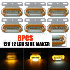 6 pièces Feux de position latéraux 12V 12 LED, Feux extérieurs de voiture, Lampes indicatrices de signalisation, Feux arrière d'avertissement, 3 modes, pour Remorque, Camion, Camionnette - Product Image 1
