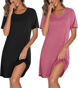 Camicie <span class=keywords><strong>da</strong></span> <span class=keywords><strong>Notte</strong></span> Personalizzate per Donne in Viscosa di Bambù, Camicie <span class=keywords><strong>da</strong></span> <span class=keywords><strong>Notte</strong></span> <span class=keywords><strong>a</strong></span> Maniche Corte, <span class=keywords><strong>Camicia</strong></span> <span class=keywords><strong>da</strong></span> <span class=keywords><strong>Notte</strong></span> con Scollo <span class=keywords><strong>a</strong></span> V, Abbigliamento <span class=keywords><strong>da</strong></span> <span class=keywords><strong>Notte</strong></span> Morbido - Product Image 2