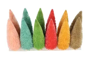 Decoração de natal pinha sisal agulhas coloridas, enfeites de árvore de simulação pequena árvore de natal