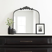 Magnifique miroir mural traditionnel en forme d'arche, style baroque rétro, en fer doré, pour salon, chambre à coucher, entrée, style rétro