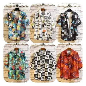 Factory Outlet Hawaii kemeja ukuran Plus, baju pantai musim panas kasual bermotif untuk pria