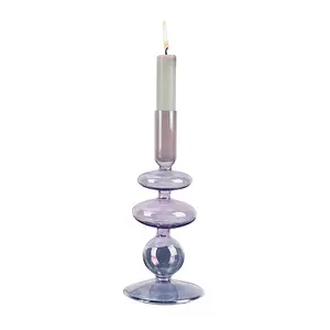Suporte de castiçal de vidro colorido para decoração de casa, mesa de velas, peça central de casamento, vendas diretas do fabricante