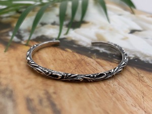 S925 gümüş erkekler ve kadın asma desen Retro açık tay gümüş bilezik çapraz çiçek çapraz gümüş bilezik - Product Image 2