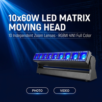 Luz de Matriz Móvil con Zoom de Píxeles RGBW de 10x60W 600W con Anillo LED 3-46 °   DMX512 14CH 58CH para Conciertos, Clubes, Bodas y Festivales