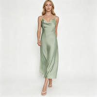 Robe de soirée mi-longue sirène en mousseline unie à sequins, col halter, dos nu, taille naturelle, nouvelle mode sexy pour femme - Collection été