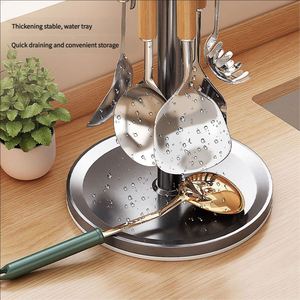 Modern Design Rotating Carbon Steel Kitchen <b>Storage</b> Rack Cutlery Holder Waterproof <b>Tabletop</b> Spoon Organizer - Product Image 3