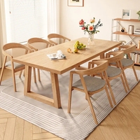 Table longue en noyer rectangle nordique Table en bois de restaurant pour 8 personnes ensemble de Table à manger en bois massif moderne