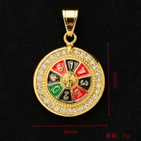 Collier pendentif roulette plaqué or en acier inoxydable avec cadran numérique entièrement serti de diamants – Grande Vente
