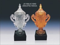 Offre Spéciale grande coupe trophée en cristal de haute qualité personnaliser le prix avec double poignée "oreille" pour les affaires/cadeau de sport/souvenirs