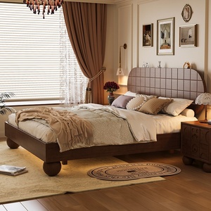Modern Double <strong>Bed</strong> Frame <strong>Solid</strong> <strong>Wood</strong> Storage Drawers American/French Vintage Design Queen Low <strong>Box</strong> for Bedroom Sets Home Furniture - Product Image 1