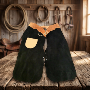 Chaps de cowboy longs en cuir véritable de haute qualité avec fermeture à boutons-pression, design personnalisé pour l'équipement d'équitation, vente en gros - Product Image 5