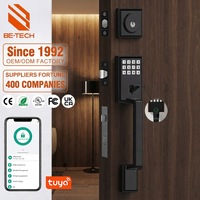 Ensemble de poignées de porte modernes, clavier, mot de passe, alimentation par batterie, déverrouillage rapide par empreinte digitale, serrure électronique noire pour la maison