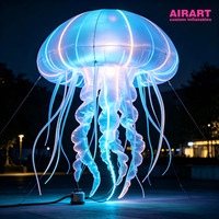 Décoration géante gonflable en forme de méduse avec éclairage LED, méduse gonflable lumineuse suspendue pour décoration de plafond sur le thème de l'océan pour mariage