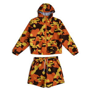 <strong>Men's</strong> Plus Size Camouflage 2 Piece Tracksuit Set Windbreaker Jacket Drawstring <strong>Shorts</strong> Loose Fit Windproof Water Resistant Casual - Product Image 1