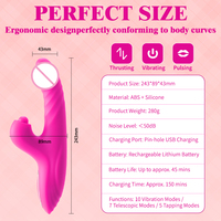 Weiblicher Einziehbarer Heiz-Vibrator mit 5 Geschwindigkeiten, Teleskop-Dildo und Zungenleckfunktion, Latexfrei