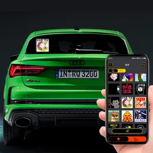 หน้าจออีโม LED แบบรวม64x64พิกเซลหน้าจอโฆษณารถยนต์หน้าจอแสดงข้อความควบคุมแอปสมาร์ทโฟน