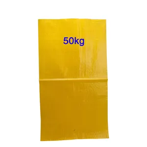 Yellow 50 kg woven polypropylene plastic packaging rubble builder sacks cement bags