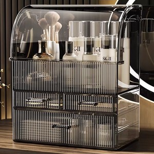 Caja de almacenamiento de cosméticos con tapa, organizador de maquillaje de plástico a prueba de polvo estilo cajón para escritorio, gran capacidad - Product Image 3