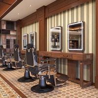 Foshan SENZHI professionnel personnalisé miroir en bois Salon miroir Station maquillage miroir pour salon de coiffure salon meubles