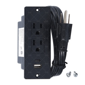 Linsheng 5ft hội nghị lõm đồ nội thất tuôn ra gắn Trạm Sạc máy tính để bàn điện Grommet Dải điện với 2 cửa hàng, USB Loại A và C - Product Image 1