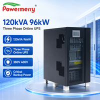 Système d'alimentation sans interruption (ASI) triphasé en ligne Powermerry Industrial 120 kVA 96 kW 380 V avec batterie au plomb-acide pour centre de données, applications médicales et alimentation de secours critique, conforme CE