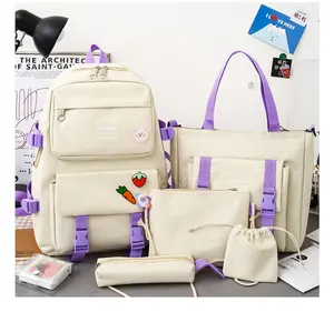 Hot sale school bag and pencil case 5-piece set large capacity backpack with handbag set portable book bag set