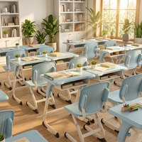 Ensemble de bureau et chaise réglables pour un seul élève, mobilier scolaire en métal pour la lecture en classe