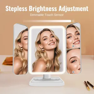 Nhà máy cung cấp Dimmable có thể điều chỉnh thắp sáng LED gấp trifold trang điểm Gương Đèn Led - Product Image 3