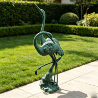 Statues de cygnes en aluminium verdigris, paire de sculptures en métal pour jardin, cour, pelouse, décoration antique