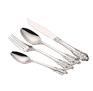 ชุดช้อนส้อมมีดสแตนเลสสตีลเกรด 304 ชุบทองคำขาวสไตล์พระราชวัง รุ่น DFVD326 คุณภาพสูง ดีไซน์ยุโรปเหนือ - Product Image 2