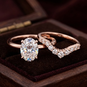 New Design 3.5CT Oval Cut VVS Lab Made Diamond <b>Ring</b> Set Pave Band 14K Rose Gold Engagement <b>Rings</b> for Women Fine Jewelry <b>Ring</b> - Product Image 1