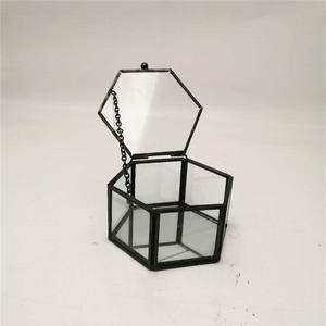 Nueva tapa abatible creativa para joyería, pendientes, anillos de propuesta, caja de almacenamiento de vidrio con tira de cobre - Product Image 2