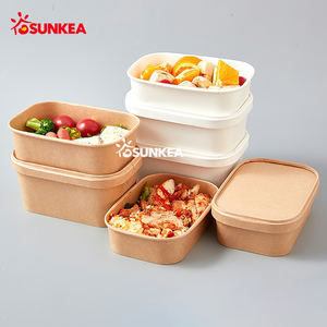 Cuenco Rectangular de Papel Kraft para ensalada, Rectangular, con tapa - Product Image 4