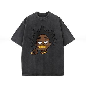 Camiseta de algodón 100% para hombre de alta calidad, ropa de calle lavada con ácido personalizada, impresión de gran tamaño Digital, camisetas lavadas con ácido al por mayor - Product Image 2