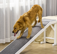 Faltbare Holztreppe mit Rutschfester Matte Verstellbare Holz-Hunderampe mit Teppich Freistehende Haustierrampe für Training