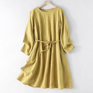 Abito gonna di canapa naturale abito estivo da <span class=keywords><strong>donna</strong></span> abito Casual in cotone di <span class=keywords><strong>lino</strong></span> ecologico comodo <span class=keywords><strong>abbigliamento</strong></span> in canapa personalizzato - Product Image 1