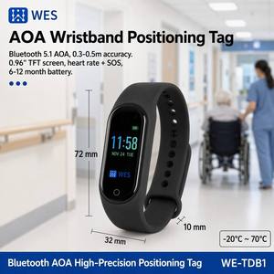 Bracelet connecté BLE AOA du fabricant, précision 0,3-0,5 m, fréquence cardiaque, TFT rechargeable pour la sécurité et la santé des personnes âgées et des personnel hospitalier - Product Image 1