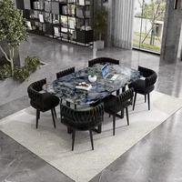 Ensemble de table à manger moderne GEDO avec plateau carré en marbre et 4 ou 6 chaises pour restaurant et maison