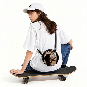 Sac à bandoulière/sac travers en PU imprimé rétro, grande capacité, polyvalent, transfrontalier, avec fermeture éclair en polyester, idéal pour le shopping décontracté - Product Image 2
