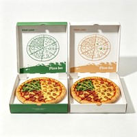 Boîte à pizza en carton blanc imprimé offset, 3 plis, ondulé, pour livraison, emballage alimentaire, boîte à emporter