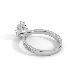 Nuevo Anillo de Compromiso Personalizado con Diamante Cultivado en Laboratorio, Corte Radiante Clásico, Pavé Sólido, Oro Blanco de 10k/14k, Halo Oculto, Lujoso para Boda - Product Image 2