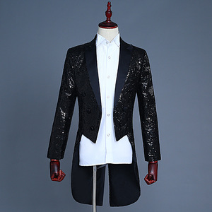 Blazer de Esmoquin Rojo Brillante con Lentejuelas y Purpurina para Hombre, Ideal para Halloween, TV, Discoteca, DJ, Fiesta, Boda, Traje de Cola de Caballo para Cantante de Escenario - Product Image 6