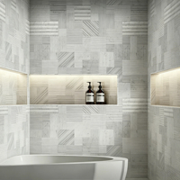 Dalle de marbre naturel gris clair à surface ondulée, panneau mural en marbre à motifs, mur de fond rétro à rayures, dalle de marbre